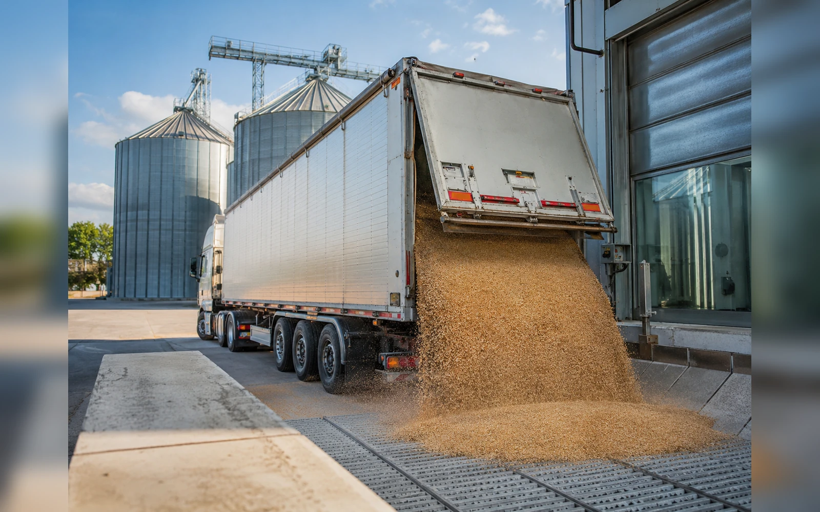 Logistik- und Agrarstandort mit Lkw bei einem größeren Betrieb